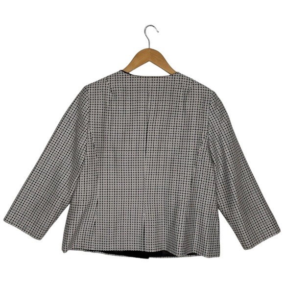 Talbots Womens Size 14 Blazer Hidden Buttons Square Print Lined Black - Picture 8 of 12